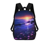 sinyumoney Magical Twilight Beach Scene School Backpack for Girls 17inch Casual Daypack Lightweight Rucksack Boy Girl Backpack for Middle School Students