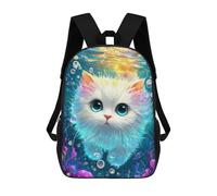 sinyumoney Magical Underwater Kitten 3D Printed 17inch Kids School Backpack School Bag Fashion Rucksacks for Boys Elementary And Middle School Students