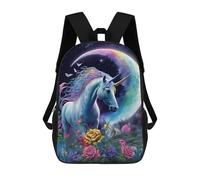 sinyumoney Magical Unicorn Garden School Bag 3D Printed Children's School Backpack Casual Fashion Travel Backpacks for Kids School Students 17inch