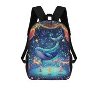 sinyumoney Magical Whales And Fairies School Backpack Large School Backpack for Boys for Campus Outdoor Travel Sports 17inch