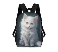 sinyumoney Magical White Cat Portrait School Backpack 3D Printed School Bags Boys Girls Laptop Backpack for Kids/Students/Adults 17inch