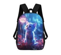 sinyumoney Magical White Cat Rucksacks 3D Printed Children Backpacks Fashion Casual Daypack Cute Travel Bags Outdoor Casual Daypack for Boy And Girl 17inch