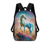 sinyumoney Magical White Stallion Kids School Backpack School Bag 3D Printed School Bag for Boys Elementary And Middle School Students 17inch
