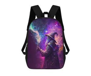 sinyumoney Magical Wizard with Rainbow Wand 3D Printed School Bag Children's School Backpack Schoolbags Travel Backpacks Casual Fashion Bag for Kids School Students 17inch