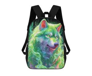 sinyumoney Magical Wolf Art Print Backpack School Bag Lightweight Casual Daypack School Backpacks for Teenage Girls Boys Women Men 17inch