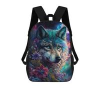 sinyumoney Magical Wolf Fantasy Artwork Children's 17 Inch School Backpack 3D Printed Cool Knapsack for Kids Travel Rucksacks Book Bags Kids School Bag