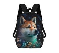 sinyumoney Magical Wolf Portrait with Flowers Rucksack Water Resistant Travel Backpack Computer Bag for Teenage Girls Boys Women Men 17inch