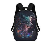 sinyumoney Magical Wolf with Flowers Backpack School Daypacks Business Backpack Water Resistant Bookbag for Men, Women & Teenage Boys 17inch