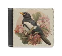 sinyumoney Magpie in Bloom 3D Print PU Leather Wallet Slots ID Window RFID Blocking Stylish Slots Note Section Purse Youth Guys 11.7cm*9.5cm