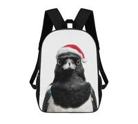sinyumoney Magpie Wearing A Santa Hat Backpack School Bag Travel College Rucksack Backpacks for Boys/Girls/Teenagers 17inch