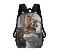 sinyumoney Maine Coon Cat on Toilet School Bags Water Resistant School Bag Business Backpack - Perfect for Travel, Work And Daily Use 17inch
