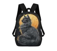sinyumoney Maine Coon Cat Under Full Moon Backpack School Water Resistant Computer Rucksack for Boys/Girls/Teenagers 17inch