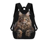 sinyumoney Maine Coon Children's Backpack, 3D Printed School Backpack, Backpack for Boys Girls, Adjustable School Bag for Primary School 17inch