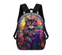 sinyumoney Maine Coon Pop Art Stained Children's Backpacks School 3D Printed Bag Bookbag for Kids Travel Rucksacks Boy Girl Book Bags Kids School Bag 17inch