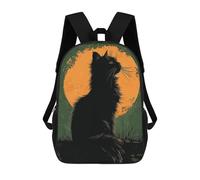 sinyumoney Maine Coon Silhouette 3D Printed Children's School Backpack for Kids High Capacity Travel Rucksacks Book Bags Kids School Bag Back Pack 17inch