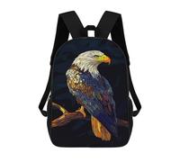 sinyumoney Majestic Bald Eagle Kids School Backpack School Bag 3D Printed School Bag for Boys Elementary And Middle School Students 17inch