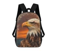 sinyumoney Majestic Bald Eagle Portrait Backpacks Kids School Backpack School Bag 3D Printed School Bag for Boys Elementary And Middle School Students 17inch
