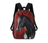 sinyumoney Majestic Black Horse Backpack with Pocket 3D Printed Backpacks, Travel Rucksacks Book Bags Kids School Bag 17inch