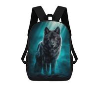 sinyumoney Majestic Black Wolf 17 Inch Backpacks Kids Schoolbag,3D Printed Elementary And Middle School Students Backpacks for Boys Girls