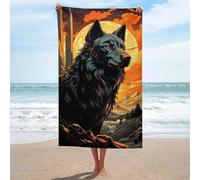sinyumoney Majestic Black Wolf Moon Towels Bathroom Extra Large Beach Towel Super Soft Hotel Quality One Size