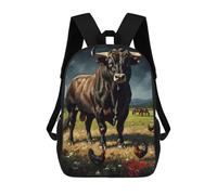 sinyumoney Majestic Bull in A Pastoral Setting Rucksacks 3D Printed Children Backpacks Fashion Casual Daypack Cute Travel Bags Outdoor Casual Daypack for Boy And Girl 17inch