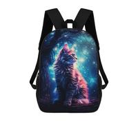 sinyumoney Majestic Cat Rucksacks 3D Printed Children 17inch Backpacks Fashion Casual Daypack Travel Bags Outdoor Casual Daypack for Boy And Girl
