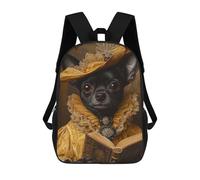 sinyumoney Majestic Chihuahua in Yellow And Gold Renaissance Chihuahua School Backpack Large Water Resistant Laptop Backpack for Teenage Girls Boys Women Men 17inch