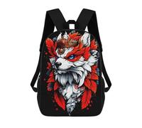 sinyumoney Majestic Crowned Fox Digital Art 3D Printed Children's School Backpack for Kids Travel Rucksacks Book Bags Kids School Bag 17inch