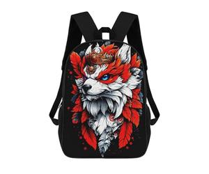 sinyumoney Majestic Crowned Fox Digital Art Backpacks 3D Printed School Bag Casual Kids Fashion School Bag for Boys Middle School Students School 17inch