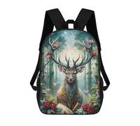sinyumoney Majestic Deer in Enchanted Forest Children's School Backpack Fashion Casual Children's Backpacks 3D Printed School Bags Boy Large Backpack 17inch