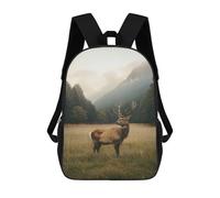sinyumoney Majestic Deer in Foggy Forest 3D Printed Children's School Backpack for Kids High Capacity Travel Rucksacks 17 Inch Book Bags Kids