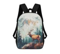 sinyumoney Majestic Deer in Mountain Landscape Rucksacks 3D Printed Children Backpacks Fashion Casual Daypack Cute Travel Bags Outdoor Casual Daypack for Boy And Girl 17inch