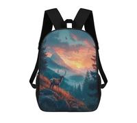 sinyumoney Majestic Deer Sunset Backpacks Kids 17inch School Backpack School Bag 3D Printed School Bag for Boys Elementary And Middle School Students