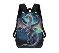 sinyumoney Majestic Dragon Under Aurora Borealis Rucksacks 3D Printed Children Backpacks Fashion Casual Daypack Cute Travel Bags Outdoor Casual Daypack for Boy And Girl 17inch