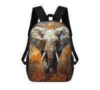 sinyumoney Majestic Elephant in Dynamic Impasto Art Children's Backpack, Schoolbag Large Capacity Students Bookbag Rucksack Knapsack for Boys Girls Adults Teen 17inch