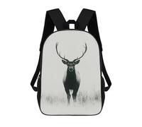 sinyumoney Majestic Elk Portrait in Monochrome Kids School Backpack 17 Inch School Bag 3D Printed School Bag for Boys Elementary And Middle School Students
