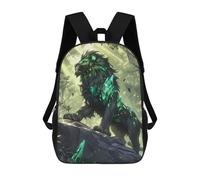 sinyumoney Majestic Emerald Lion Backpack Cartoon Plush Bag, 3D Backpack for Kids School Bag Birthday Gift Idea for Boys And Girls 17inch
