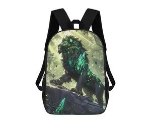 sinyumoney Majestic Emerald Lion Backpack Cartoon Plush Bag, 3D Backpack for Kids School Bag Birthday Gift Idea for Boys And Girls 17inch
