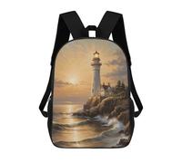 sinyumoney Majestic Gold Lighthouse School Backpack Daypacks Business Backpack Water Resistant Bookbag for Men/Women 17inch