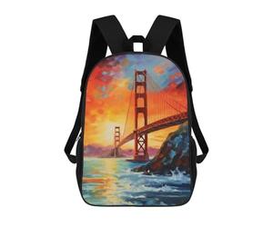 sinyumoney Majestic Golden Gate Backpack School Bag Rucksack Casual Daypacks School Work Travel Bag for Men, Women & Teenage Boys 17inch