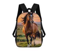 sinyumoney Majestic Horse Galloping at Sunset Children's Backpacks School 3D Printed Bag Bookbag for Kids Travel Rucksacks Boy Girl Book Bags Kids School Bag 17inch