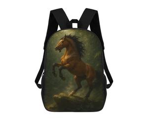 sinyumoney Majestic Horse Rearing in Forest School Backpack School Secondary High School College Backpack Travel for Men, Women & Teenage Boys 17inch