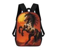 sinyumoney Majestic Horse Rearing Under A Fiery Sky Rucksacks 3D Printed Children Backpacks Fashion Casual Daypack Cute Travel Bags Outdoor Casual Daypack for Boy And Girl 17inch
