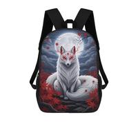 sinyumoney Majestic-Kitsune-Under-Full-Moon Kids Backpack 17 Inch School Bag 3D Printed Cartoon School Backpacks for Boys And Teenager School Students