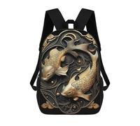 sinyumoney Majestic Koi Fish Art Deco Kids Backpack 17 Inch School Bag 3D Printed Cartoon School Backpacks for Boys And Teenager School Students