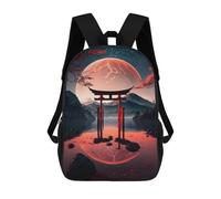 sinyumoney Majestic Lake Torii Gate 3D Printed School Backpack Casual Children's Backpacks 3D Printed School Bag for Boys Elementary And Middle 17inch