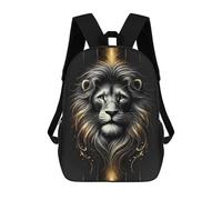 sinyumoney Majestic Lion 3D Printed Children's 17 Inch Backpacks 3D Printed Casual School Bag for Boys Elementary And Middle