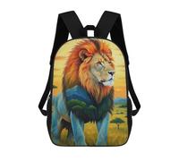 sinyumoney Majestic Lion African Landscape Rucksacks 3D Printed Children Backpacks Fashion Casual Daypack Cute Travel Bags Outdoor Casual Daypack for Boy And Girl 17inch