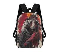sinyumoney Majestic Lion Contemporary Expressionist Portrait Backpacks Kids School Backpack School Bag 3D Printed Fashion School Bags for Boys Elementary And Middle School Students 17inch