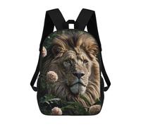 sinyumoney Majestic Lion Portrait 3D Printed School Bag Children's School Backpack Schoolbags Travel Backpacks Casual Fashion Bag for Kids School Students 17inch
